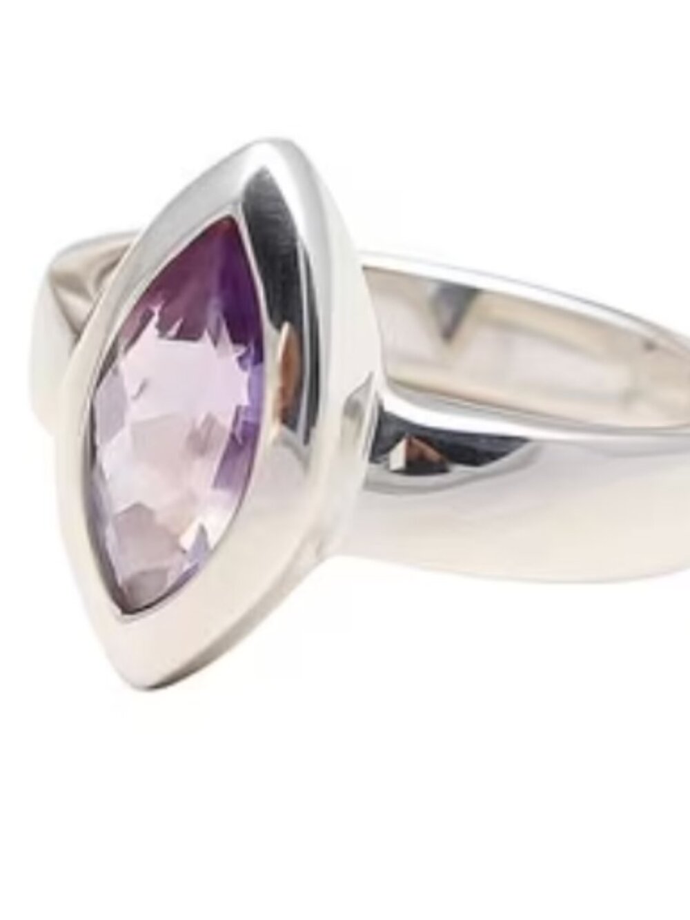 Sterling Silver Amethyst Marquise Solitaire Ring sz 10